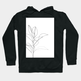 Continuous Line Rubber Plant Drawing Hoodie